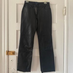 Ann Taylor size 2 100% leather with nylon & acetate lining black leather pants